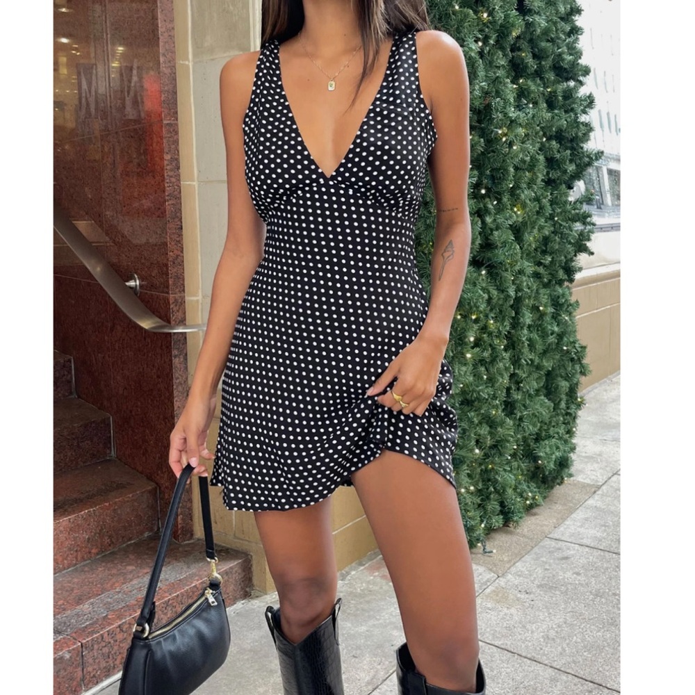 Princess Polly Polka Dot Black Dress